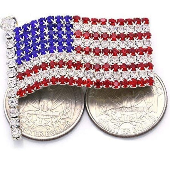 Accessories -  Crystal Rhinestone American USA Flag Patriotic Pin Brooch